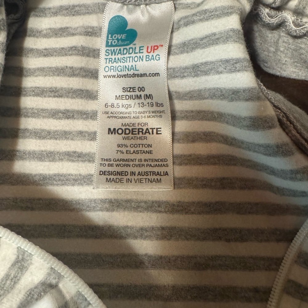 Love to Dream Gray and White Striped Swaddle